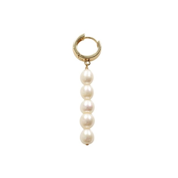 Mismatched Genuine Freshwater Pearl Earring Set Statement Gold Hoops Earrings - Picture 5 of 12
